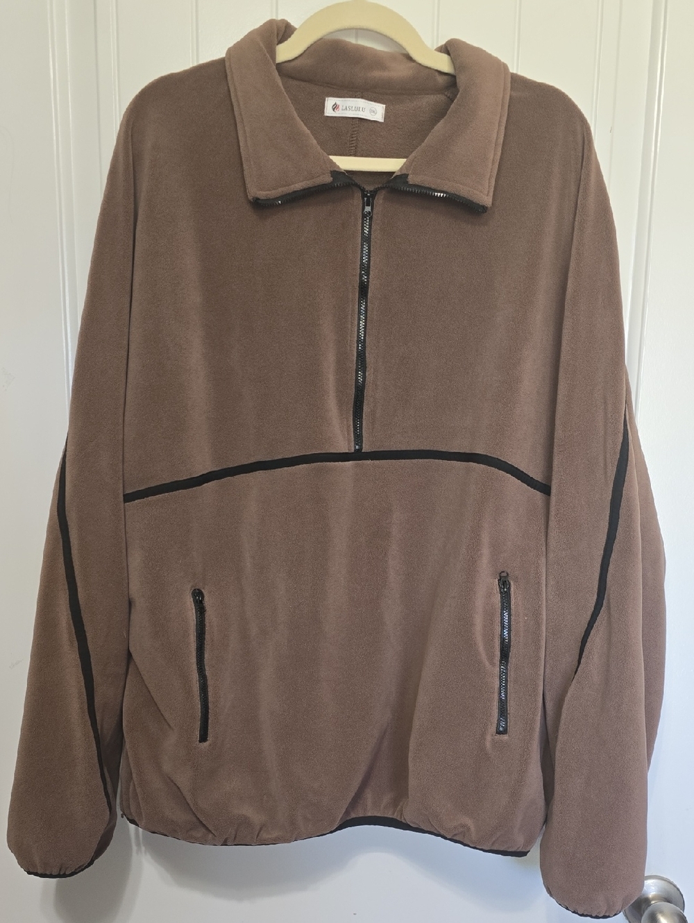 Quarter-Zip Brown Fleece Pullover Sweatshirt - Unbranded